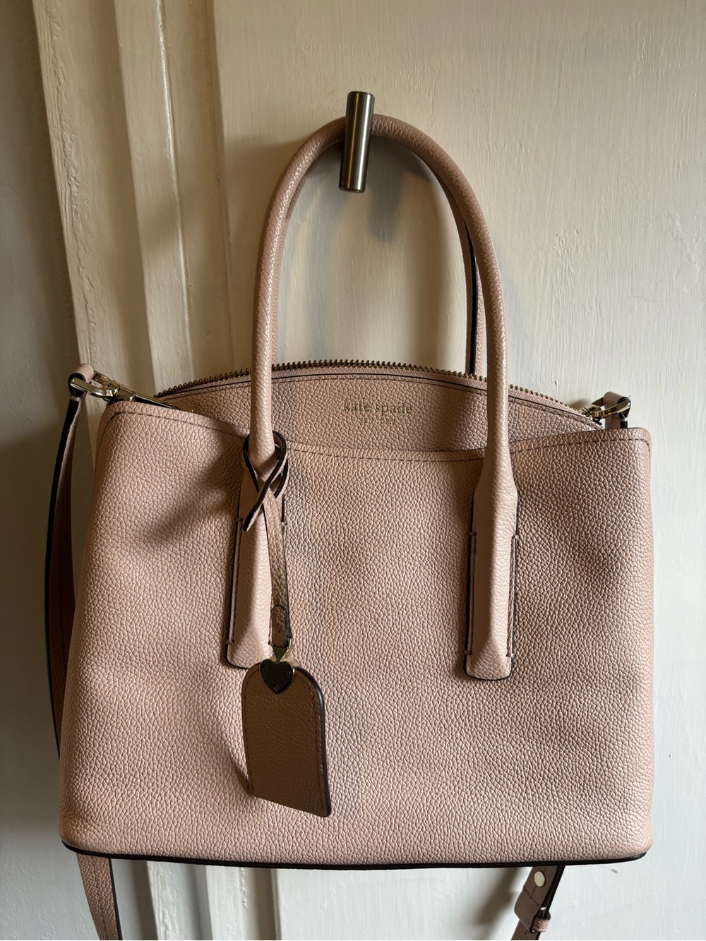 kate spade Blush Pink Pebbled Leather Satchel with Top Handles